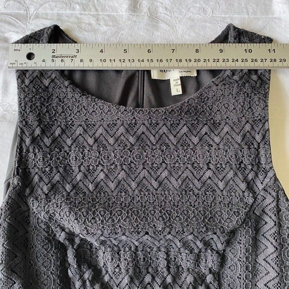 Monteau Women's Black Sleeveless Mini Cocktail Lace Dress Lined Size Large - Picture 8 of 13